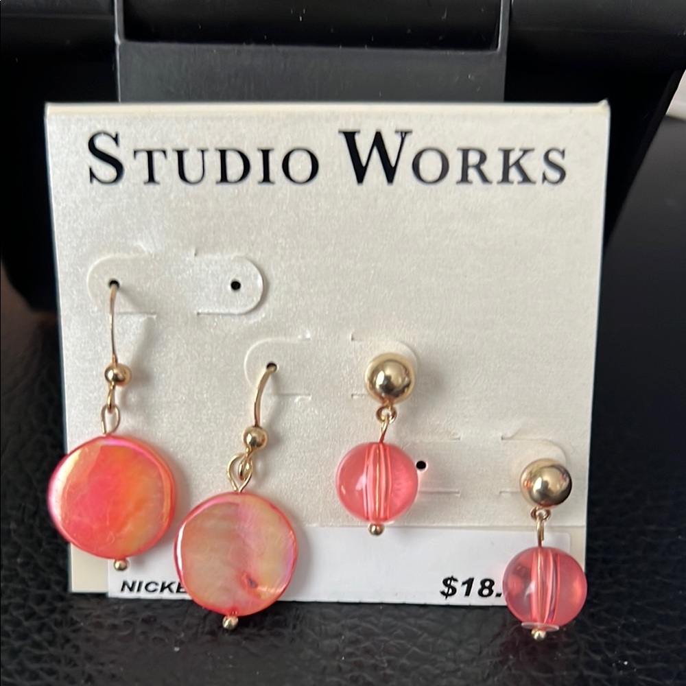 Studio Works Pink and Gold Earrings Set
